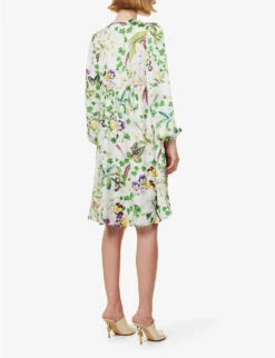 Tatou Floral-print Satin Midi Dress -Ted Baker Store R04171626 ALLOVERREPEATGREEN ALT03