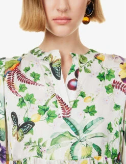 Tatou Floral-print Satin Midi Dress -Ted Baker Store R04171626 ALLOVERREPEATGREEN ALT04