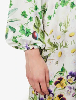 Tatou Floral-print Satin Midi Dress -Ted Baker Store R04171626 ALLOVERREPEATGREEN ALT05