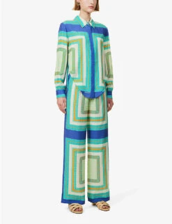 Samson Abstract-pattern Regular-fit Silk-blend Shirt -Ted Baker Store R04172393 SCARFPRINTMYKONOS ALT02