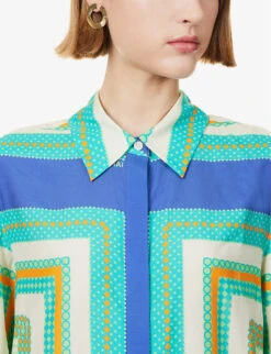 Samson Abstract-pattern Regular-fit Silk-blend Shirt -Ted Baker Store R04172393 SCARFPRINTMYKONOS ALT04