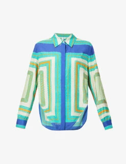 Samson Abstract-pattern Regular-fit Silk-blend Shirt