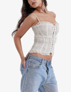 Lula Lace-up Crepe Top 9 Lula Lace-up Crepe Top -Ted Baker Store R04173005 IVORY ALT02