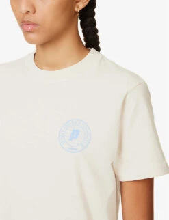 Sporty & Rich X Prince Club Logo-printed Cotton-jersey T-shirt -Ted Baker Store R04173068 CREAMBLUE ALT04