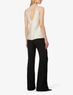 Jil Sander V-neck Scalloped-trims Woven-blend Top -Ted Baker Store R04173103 109 ALT01