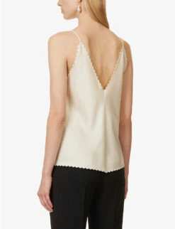 Jil Sander V-neck Scalloped-trims Woven-blend Top -Ted Baker Store R04173103 109 ALT03