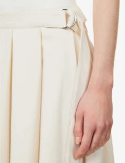 Pleated High-waisted Organic-cotton Midi Skirt -Ted Baker Store R04173370 IVORY ALT04