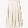 Pleated High-waisted Organic-cotton Midi Skirt -Ted Baker Store R04173370 IVORY M