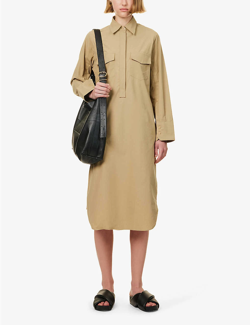 Long-sleeved Organic-cotton Midi Shirt Dress 4 Long-sleeved Organic-cotton Midi Shirt Dress - Image 2
