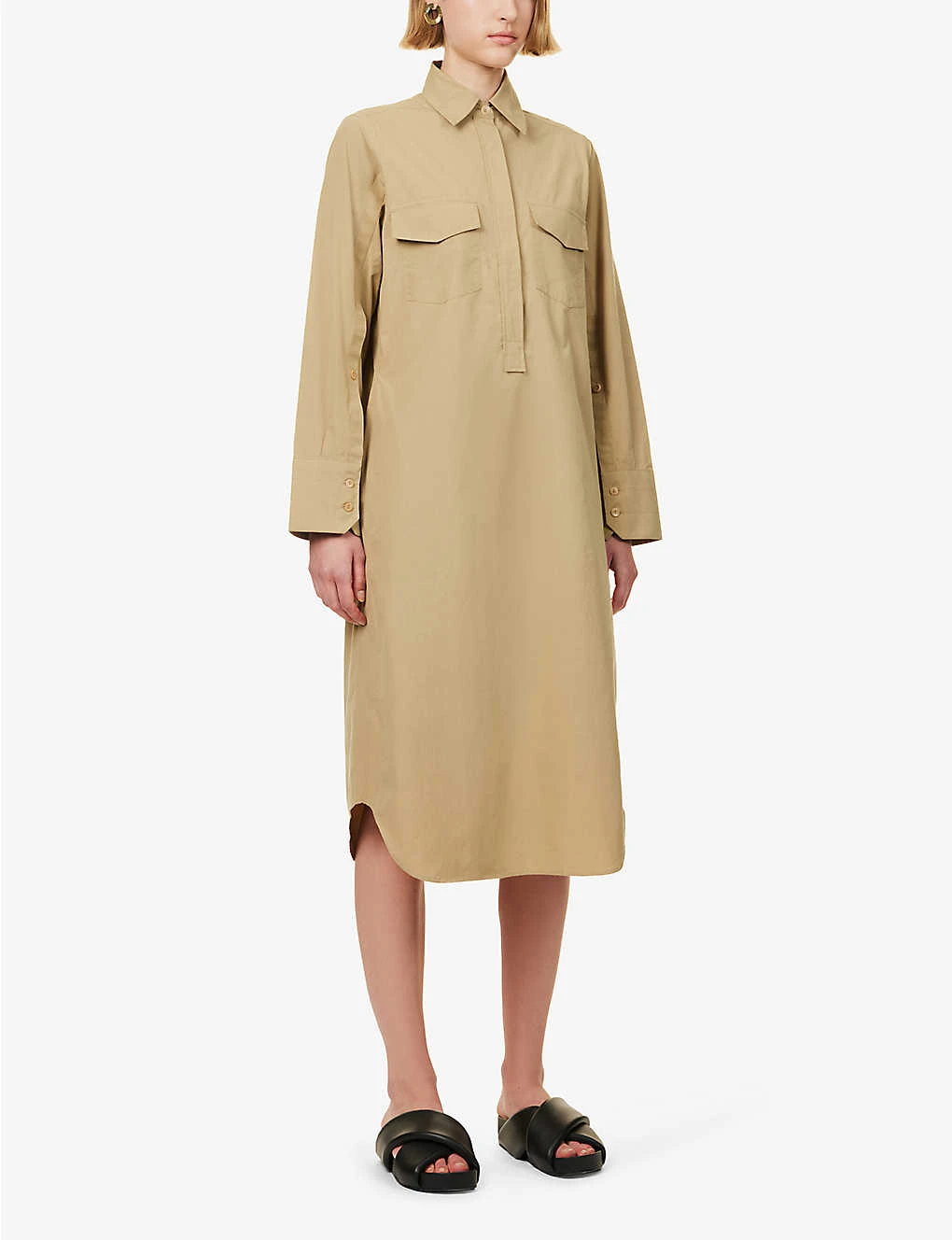 Long-sleeved Organic-cotton Midi Shirt Dress 5 Long-sleeved Organic-cotton Midi Shirt Dress - Image 3