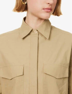 Long-sleeved Organic-cotton Midi Shirt Dress 13 Long-sleeved Organic-cotton Midi Shirt Dress -Ted Baker Store R04173372 KHAKI ALT05