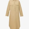 Long-sleeved Organic-cotton Midi Shirt Dress 2 Long-sleeved Organic-cotton Midi Shirt Dress -Ted Baker Store R04173372 KHAKI M