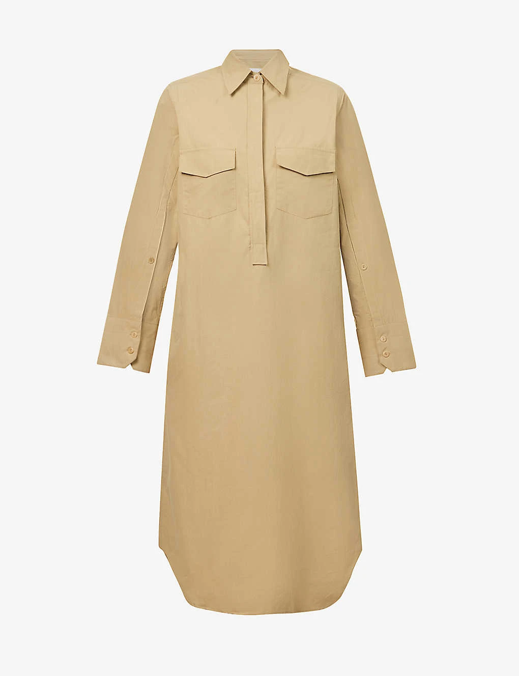 Long-sleeved Organic-cotton Midi Shirt Dress 3 Long-sleeved Organic-cotton Midi Shirt Dress