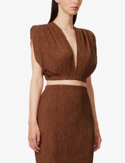 Exclusive Kamala Cropped Silk-blend Top -Ted Baker Store R04174173 PAPRIKA ALT02