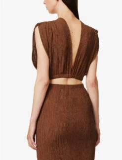 Exclusive Kamala Cropped Silk-blend Top -Ted Baker Store R04174173 PAPRIKA ALT03