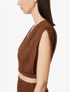 Exclusive Kamala Cropped Silk-blend Top -Ted Baker Store R04174173 PAPRIKA ALT04