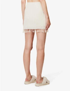 Exclusive Rena Tassel-hem Organic-cotton Mini Skirt -Ted Baker Store R04174180 CREAM ALT03