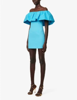 Rebecca Vallance Cecily Off-the-shoulder Stretch-woven Mini Dress -Ted Baker Store R04174364 BLUE ALT02