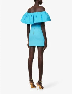 Rebecca Vallance Cecily Off-the-shoulder Stretch-woven Mini Dress -Ted Baker Store R04174364 BLUE ALT03