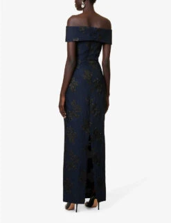 Rebecca Vallance Antoinette Jacquard-pattern Woven Maxi Dress -Ted Baker Store R04174373 NAVYBLACK ALT03