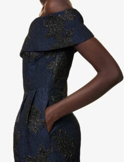 Rebecca Vallance Antoinette Jacquard-pattern Woven Maxi Dress -Ted Baker Store R04174373 NAVYBLACK ALT04