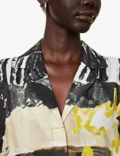 Skye Abstract-print Relaxed-fit Silk-blend Shirt -Ted Baker Store R04174444 SKYEPRINT ALT04