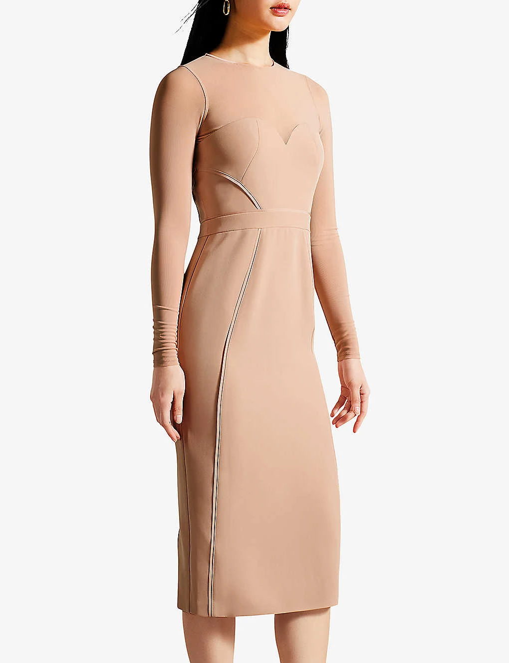 Ted Baker Ivylou Mesh-panelled Stretch-woven Midi Dress 5 Ted Baker Ivylou Mesh-panelled Stretch-woven Midi Dress - Image 3