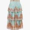 Zimmermann Devi Tiered-hem Ramie Midi Skirt