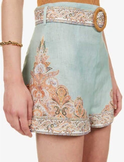 Zimmermann Devi Paisley-print Linen Shorts -Ted Baker Store R04174584 MINTPAISLEY ALT04