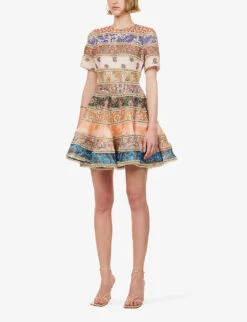 Zimmermann Devi Paisley-patterned Broderie-trim Regular-fit Linen Mini Dress -Ted Baker Store R04174586 SPLICED ALT02