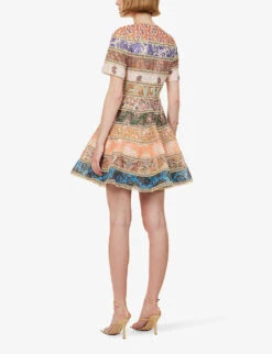 Zimmermann Devi Paisley-patterned Broderie-trim Regular-fit Linen Mini Dress -Ted Baker Store R04174586 SPLICED ALT03
