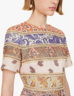 Zimmermann Devi Paisley-patterned Broderie-trim Regular-fit Linen Mini Dress -Ted Baker Store R04174586 SPLICED ALT04