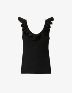 Zimmermann Devi Ruffle-overlay Slim-fit Knitted Top