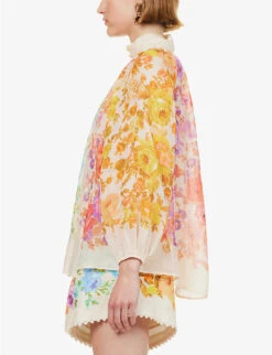 Zimmermann Raie Floral-print Silk Blouse -Ted Baker Store R04174598 MULTIFLORAL ALT02