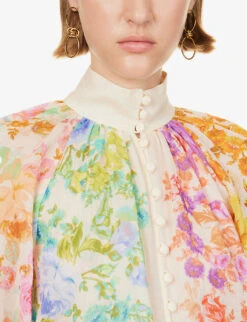 Zimmermann Raie Floral-print Silk Blouse -Ted Baker Store R04174598 MULTIFLORAL ALT04