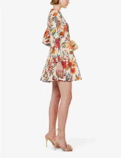 Zimmermann Ginger Floral-print Linen Midi Dress -Ted Baker Store R04174617 IVORYFLORAL ALT01