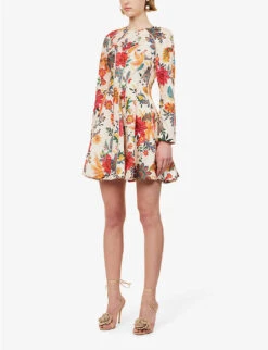 Zimmermann Ginger Floral-print Linen Midi Dress -Ted Baker Store R04174617 IVORYFLORAL ALT02