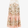 Zimmermann Chintz Floral-print Mid-rise Regular-fit Linen Midi Skirt -Ted Baker Store R04174622 PINKDAISYFLORAL M