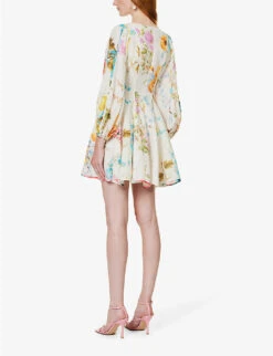 Zimmermann Halcyon V-neck Linen Mini Dress -Ted Baker Store R04174632 SPLICED ALT03