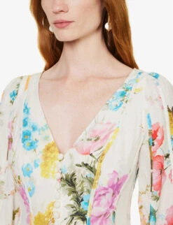 Zimmermann Halcyon V-neck Linen Mini Dress -Ted Baker Store R04174632 SPLICED ALT05