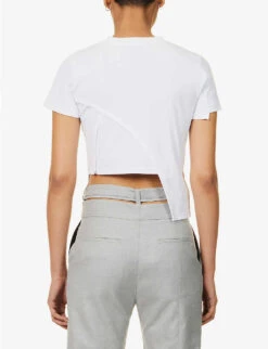 Deconstructed Asymmetric-hem Stretch-cotton Top -Ted Baker Store R04174798 WHITE ALT05