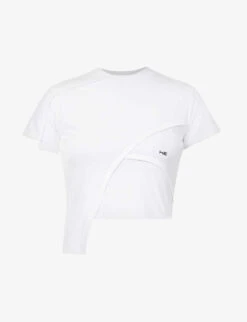 Deconstructed Asymmetric-hem Stretch-cotton Top