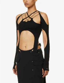 Vapor Cut-out Asymmetric Woven Top -Ted Baker Store R04174799 BLACK ALT02