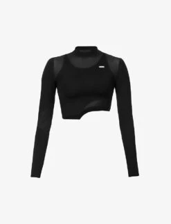 Plaque-embellished Slim-fit Stretch-rayon Top