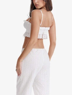 Federica Square-neck Cotton-blend Crop Top -Ted Baker Store R04179413 WHITE ALT03