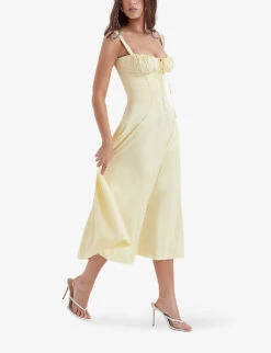 Carmen Gathered-cup Stretch Cotton-blend Midi Dress -Ted Baker Store R04179414 BUTTERCUP ALT02