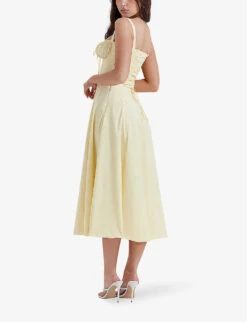 Carmen Gathered-cup Stretch Cotton-blend Midi Dress -Ted Baker Store R04179414 BUTTERCUP ALT03