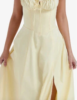 Carmen Gathered-cup Stretch Cotton-blend Midi Dress -Ted Baker Store R04179414 BUTTERCUP ALT04