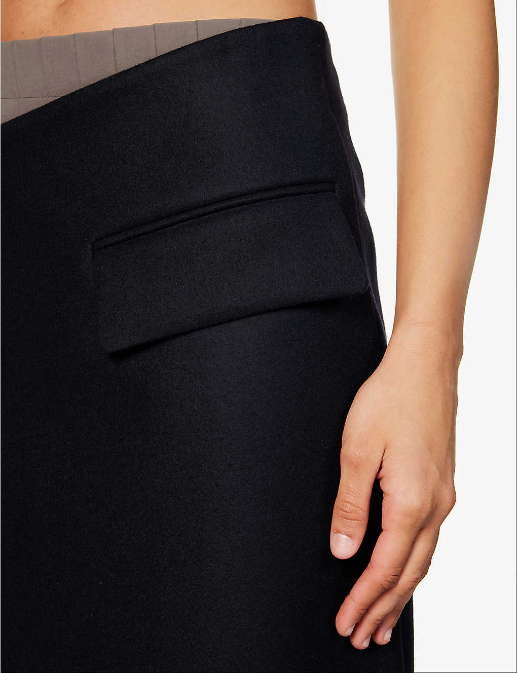 Sacai Contrast-panel Pleated Wool Midi Skirt 8 Sacai Contrast-panel Pleated Wool Midi Skirt - Image 6