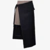 Sacai Contrast-panel Pleated Wool Midi Skirt -Ted Baker Store R04180382 NAVY M